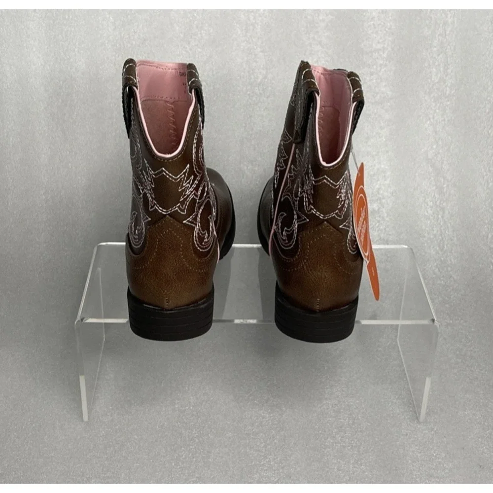 Wonder Nation Brown Pull-on Square Toe Cowboy Cowgirl Boots Toddler Girls Size 8